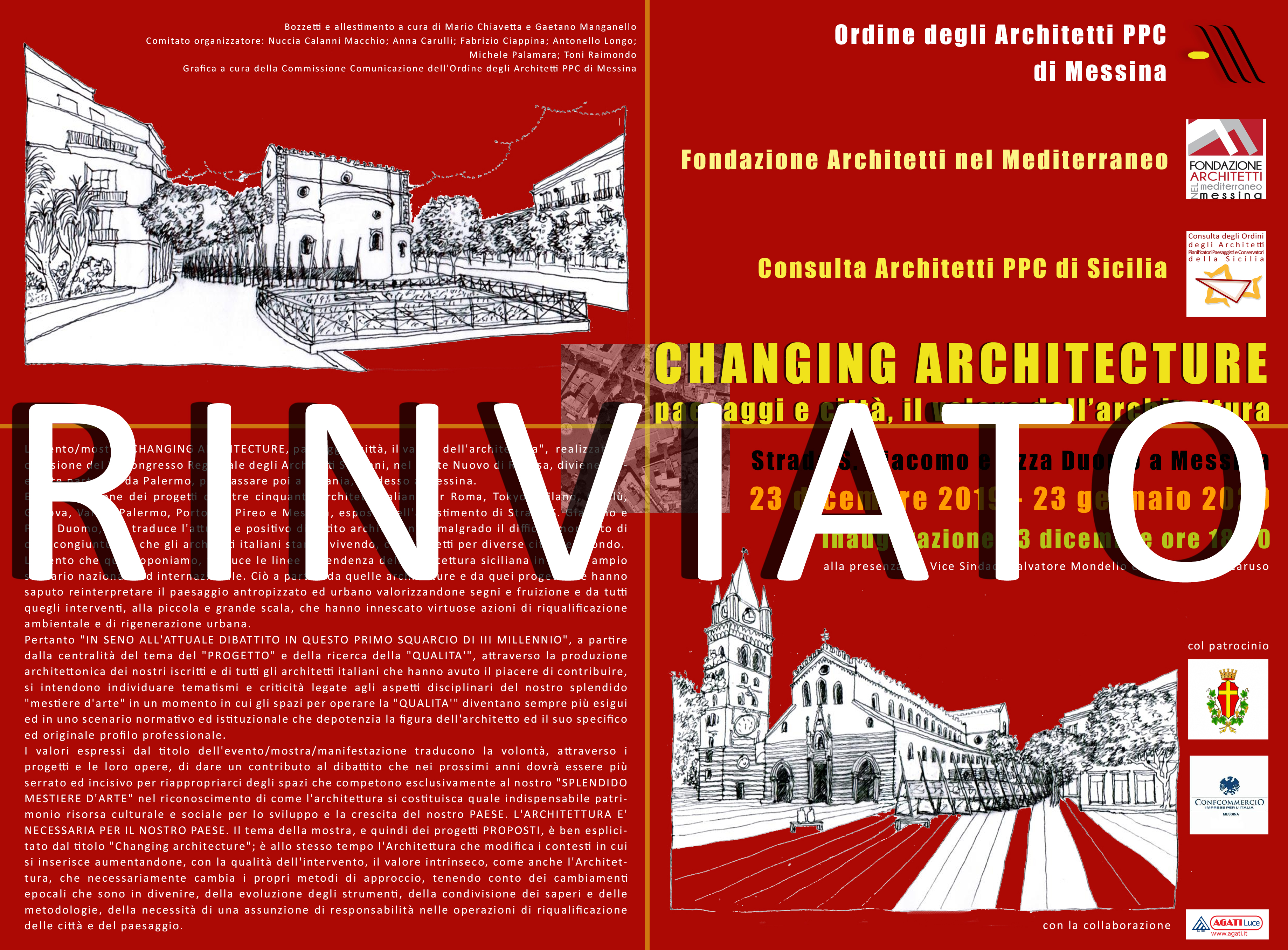Rinviato l’evento “Changing Architecture”